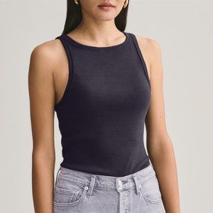 AGOLDE RIB HIGH NECK TANK IN BLACK size SMALL